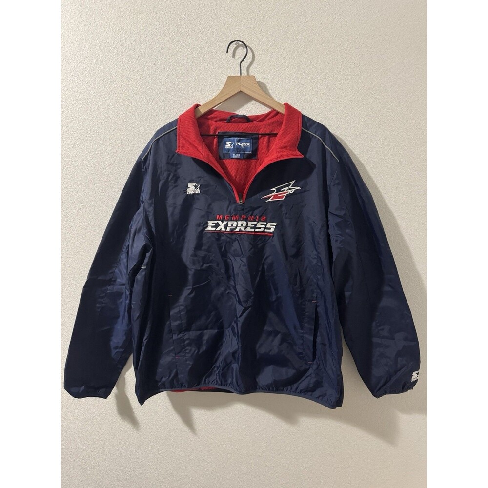 Starter Memphis Express Playr Gear Men’s Xl Blue Red Jacket Quarter Zip Vented